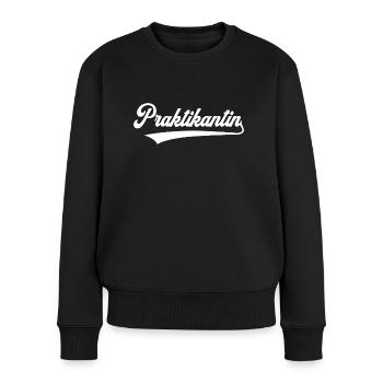 Praktikantin - Frauen Premium Bio Pullover - Schwarz - Vorne - Julia (174cm)