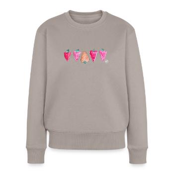 *BAM* be_different - Frauen Premium Bio Pullover - Taupe - Vorne - Julia (174cm)