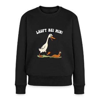 Laufenten Läuft Bei Mir Laufente Schnecke Ente - Frauen Premium Bio Pullover - Schwarz - Vorne - Julia (174cm)