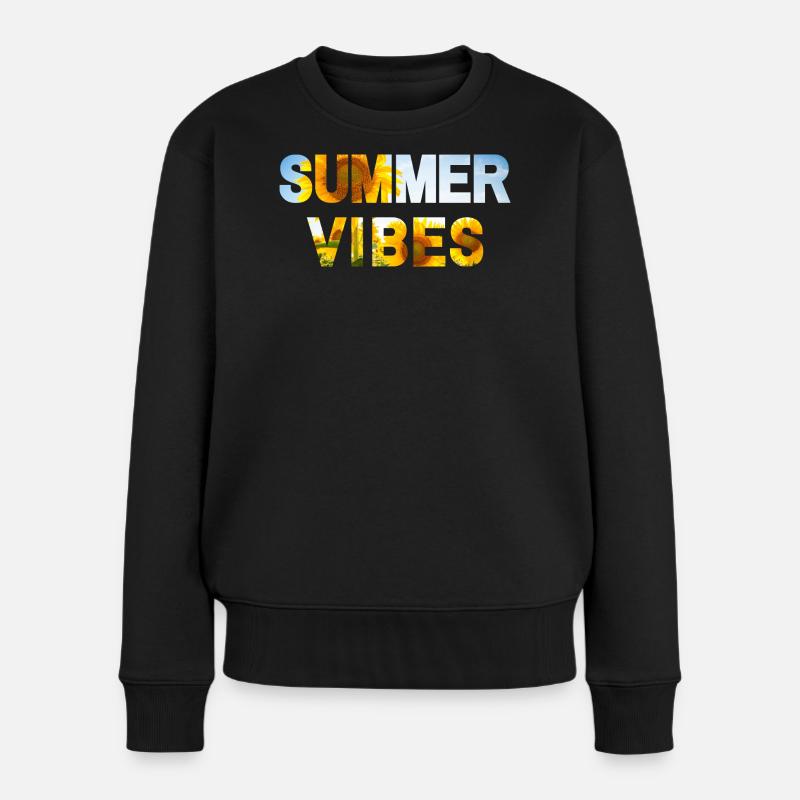 Summer Vibes Sunflower - Frauen Premium Bio Pullover - Schwarz