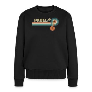 Retro Padel für Sportfans - Frauen Premium Bio Pullover - Schwarz - Vorne - Julia (174cm)