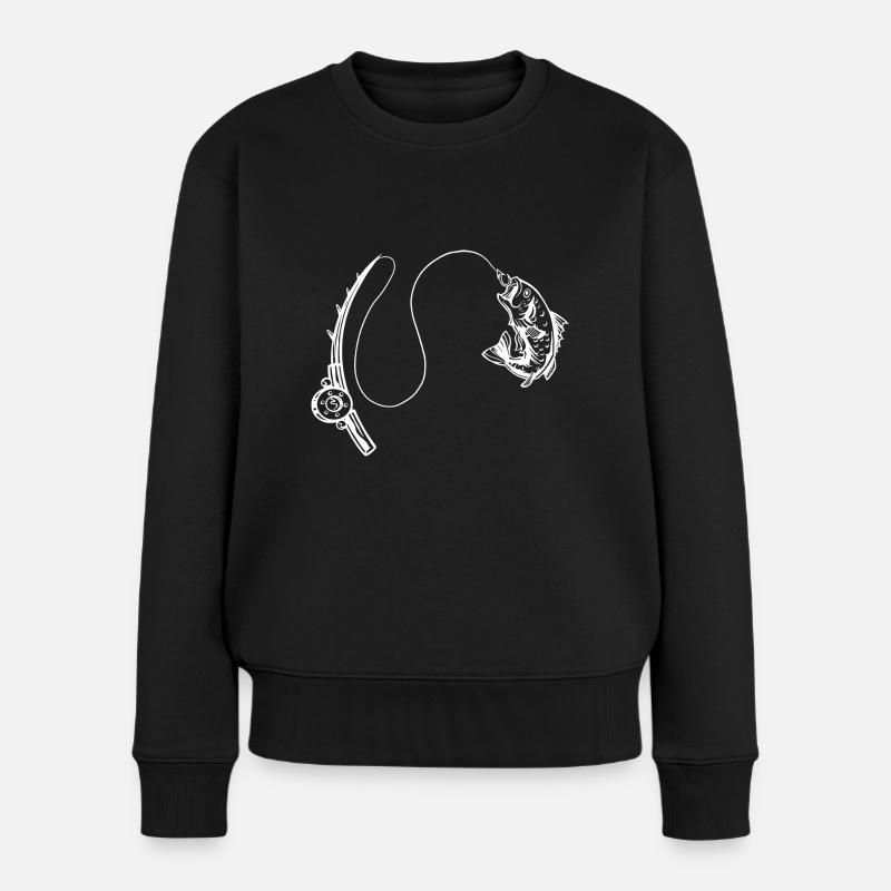 Angeln - Frauen Premium Bio Pullover - Schwarz