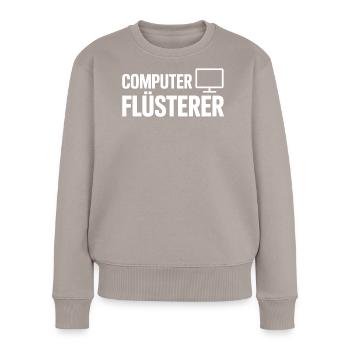 Computer Flüsterer – Monitor-Icon Design - Frauen Premium Bio Pullover - Taupe - Vorne - Julia (174cm)