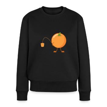 Orange pinkeln pissen lustig Obst Orangensaft Saft - Frauen Premium Bio Pullover - Schwarz - Vorne - Julia (174cm)