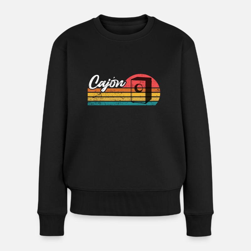 Cajon - Coucher de soleil rétro Kajon - Pull Premium bio Femme - noir