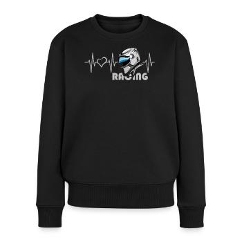 Motorcycle Racing Heartbeat Helmet Love Heart Symbol - Women's Premium Organic Jumper - black - Front - Julia (174cm)