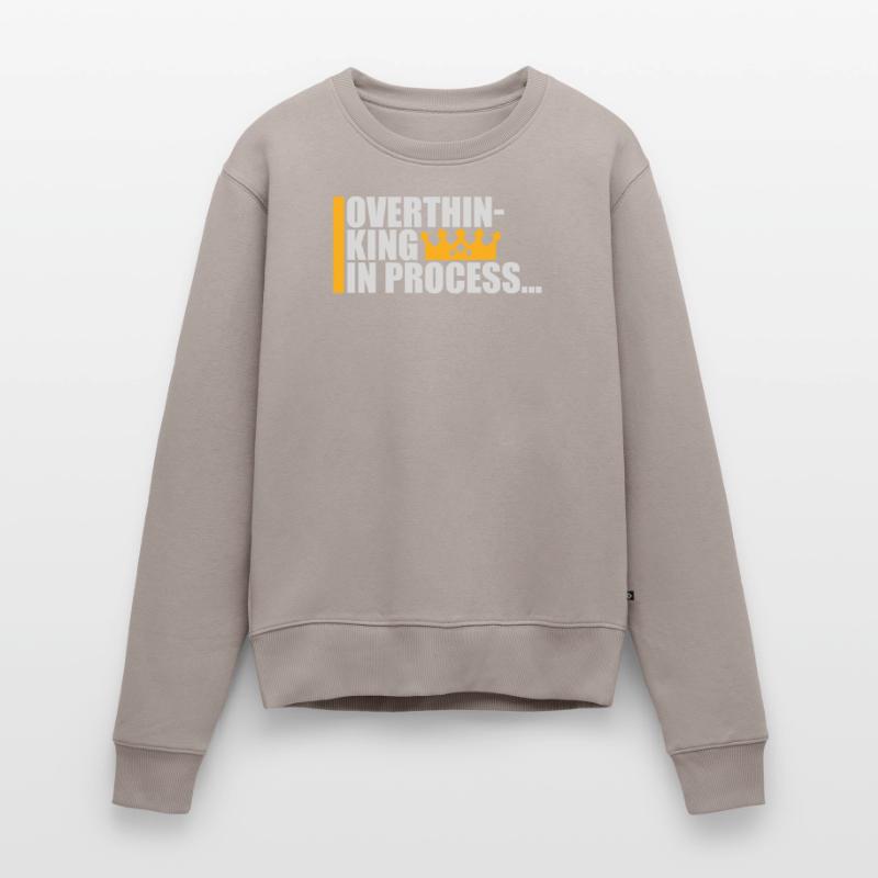 Overthinking In Process Funny Brooding Saying Logo Women's Premium Organic Jumper