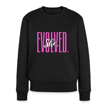 She Evolved Feminist - Frauen Premium Bio Pullover - Schwarz - Vorne - Julia (174cm)