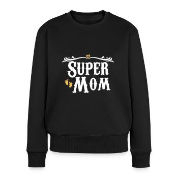 Super Mom - Frauen Premium Bio Pullover - Schwarz - Vorne - Julia (174cm)