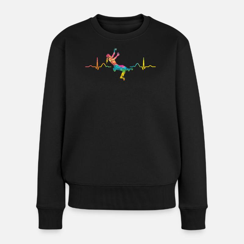 Boulderer Herzschlag Boulder Bouldern - Frauen Premium Bio Pullover - Schwarz