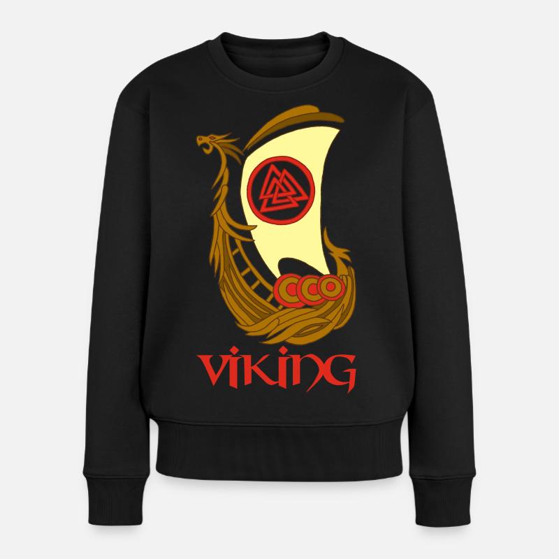Symbole viking d'un drakkar - Pull Premium bio Femme - noir