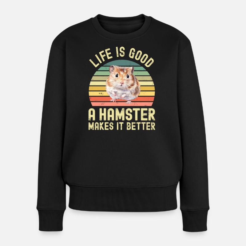 Hamster - Frauen Premium Bio Pullover - Schwarz