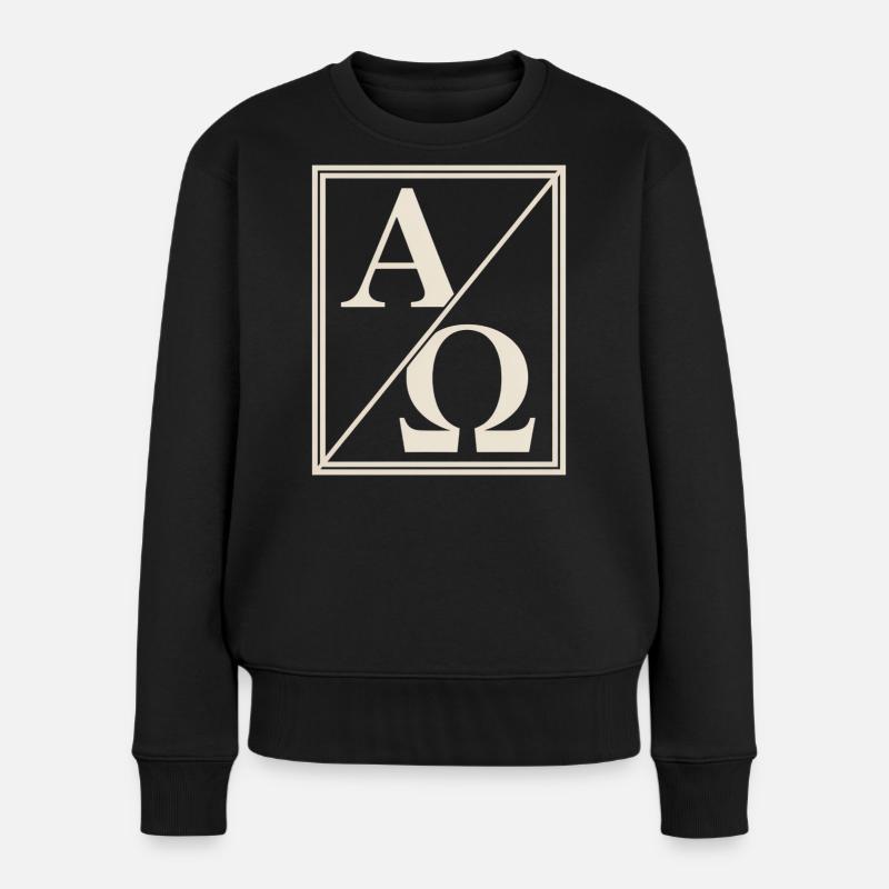 Christlich Alpha Omega Zeichen Des Glaubens - Frauen Premium Bio Pullover - Schwarz