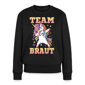 Einhorn Team Braut - Frauen Premium Bio Pullover - Schwarz - Vorne - Julia (174cm)