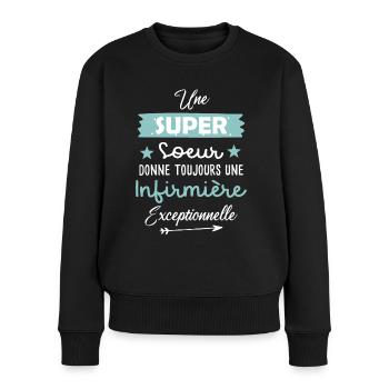 Soeur future diplômée infirmière cadeau drôle - Pull Premium bio Femme - noir - Devant - Julia (174cm)