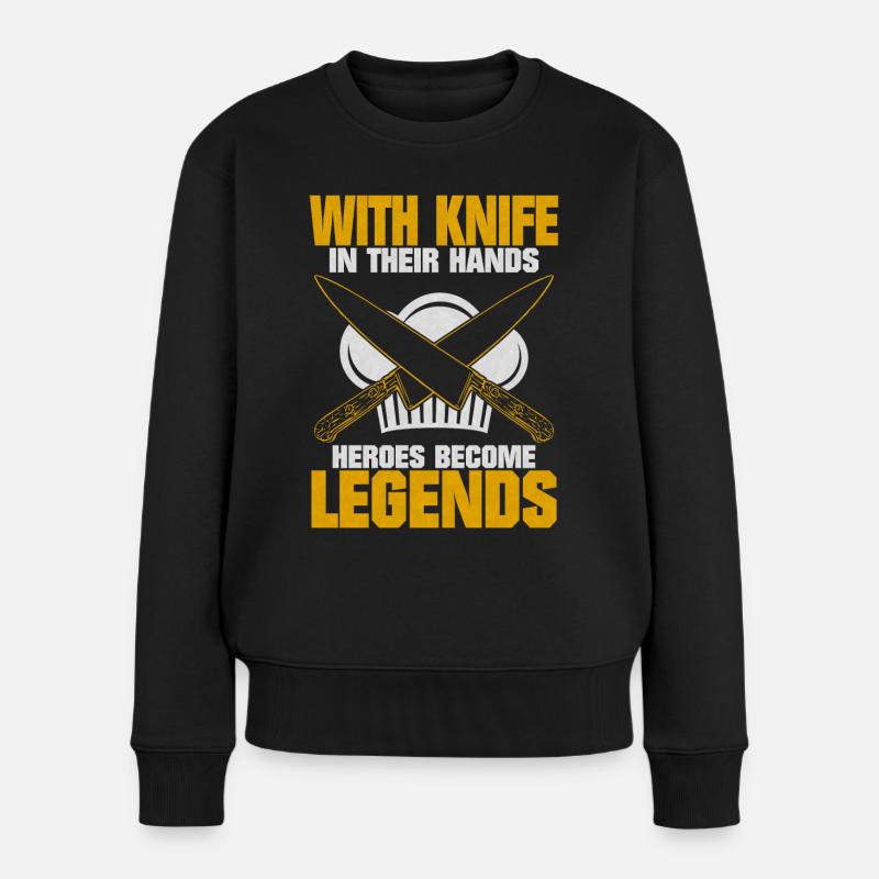 Der Koch Mit Messer Spruch Geschenk - Frauen Premium Bio Pullover - Schwarz