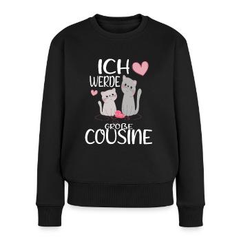 Cousine Ich werde große Cousine Geschenkidee - Frauen Premium Bio Pullover - Schwarz - Vorne - Julia (174cm)