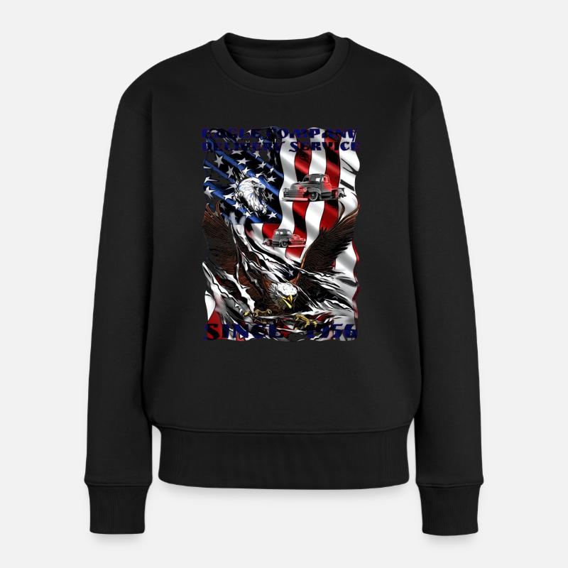 Chemise de camionneur avec aigle sur le drapeau américain - Pull Premium bio Femme - noir