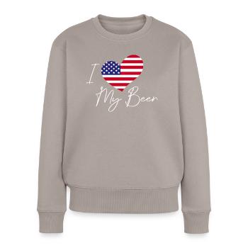 I Love My Beer USA Ver. - Frauen Premium Bio Pullover - Taupe - Vorne - Julia (174cm)