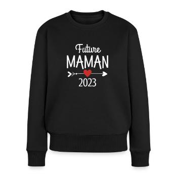 Future Maman 2023 Cadeau Annonce de grossesse - Pull Premium bio Femme - noir - Devant - Julia (174cm)