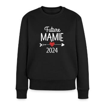 Future Mamie 2024 Cadeau Bientôt Grand-mère - Pull Premium bio Femme - noir - Devant - Julia (174cm)