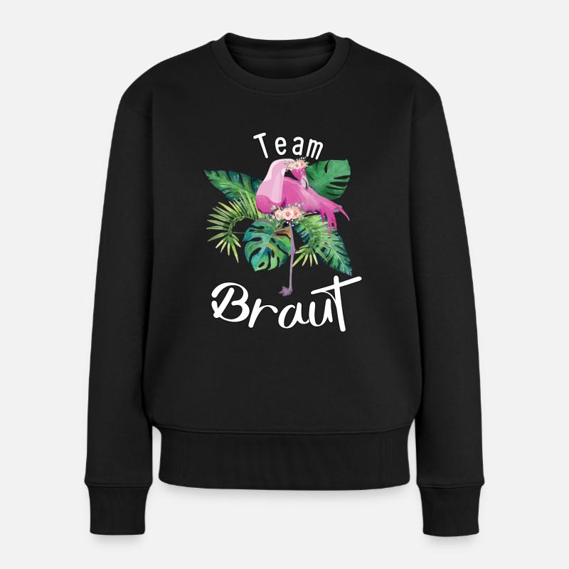 Team Braut Flamingo pink - Frauen Premium Bio Pullover - Schwarz