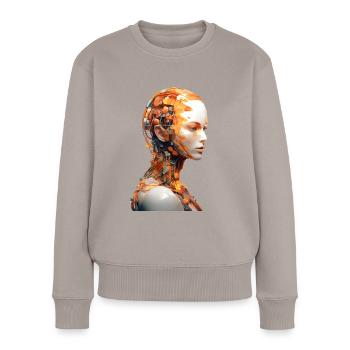 Portrait d’une androïde femelle - Pull Premium bio Femme - taupe - Devant - Julia (174cm)