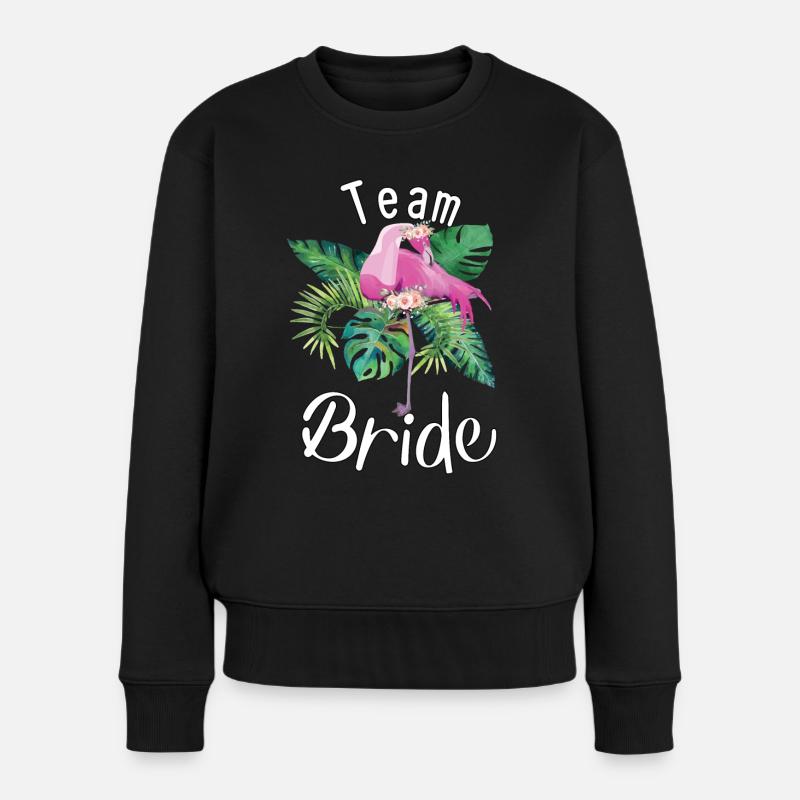 Team Bride Flamingo jga Hochzeit Trauzeugin - Frauen Premium Bio Pullover - Schwarz