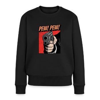 Pew Pew Pistole Comic - Frauen Premium Bio Pullover - Schwarz - Vorne - Julia (174cm)
