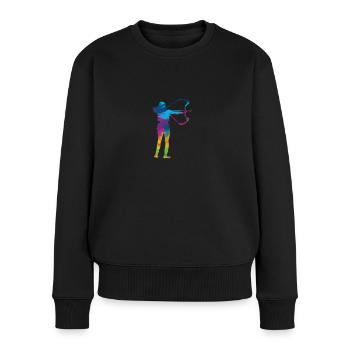 Bogenschießen Bogenschiessen Bogensport - Frauen Premium Bio Pullover - Schwarz - Vorne - Julia (174cm)