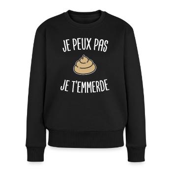 je t'emmerde | merde insulte connard va te faire - Pull Premium bio Femme - noir - Devant - Julia (174cm)