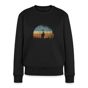 Angeln Angler Angelausflug Fischen Angelrute - Frauen Premium Bio Pullover - Schwarz - Vorne - Julia (174cm)