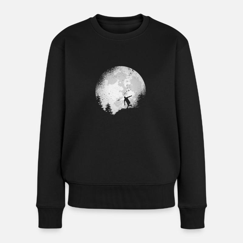 Disc Golf Flugscheibe Discgolfer Geschenk Vollmond - Frauen Premium Bio Pullover - Schwarz