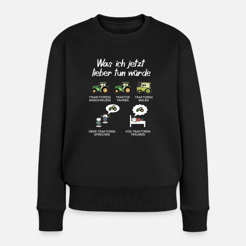 Traktor Landwirt Design Lustig - Frauen Premium Bio Pullover - Schwarz