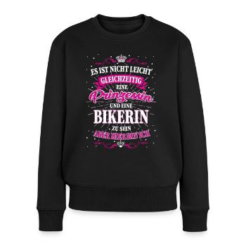Bikerin und Prinzessin T-Shirt - Frauen Premium Bio Pullover - Schwarz - Vorne - Julia (174cm)