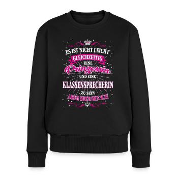 Klassensprecherin und Prinzessin T-Shirt - Frauen Premium Bio Pullover - Schwarz - Vorne - Julia (174cm)