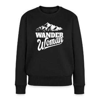 Hiking woman in the mountains - Women's Premium Organic Jumper - black - Front - Julia (174cm)
