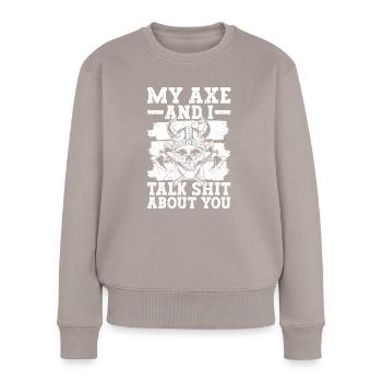 Nordic Axe Viking Nordic God - Women's Premium Organic Jumper - taupe - Front - Julia (174cm)
