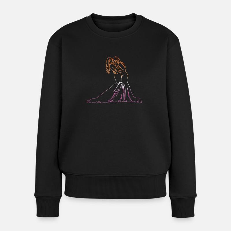Zwei Bräute Oneline Art - Lesbische Hochzeit - Frauen Premium Bio Pullover - Schwarz