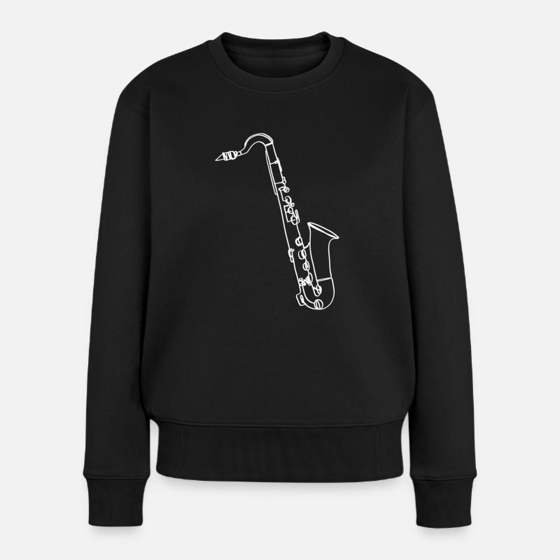 Saxophon Oneline Art - Saxophon-Musiker - Frauen Premium Bio Pullover - Schwarz