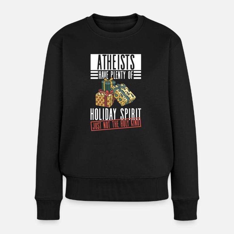 Atheist Atheismus Anti Kirche Weihnachten - Frauen Premium Bio Pullover - Schwarz