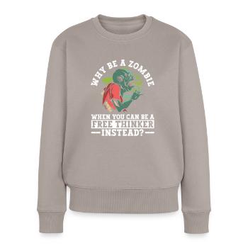 Freidenker Atheist Atheismus Anti Kirche Halloween - Frauen Premium Bio Pullover - Taupe - Vorne - Julia (174cm)
