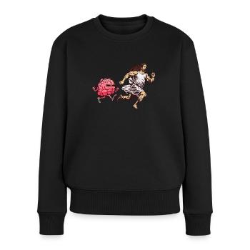 Jesus wird von Gehirn gejagt - Atheist Atheismus - Frauen Premium Bio Pullover - Schwarz - Vorne - Julia (174cm)