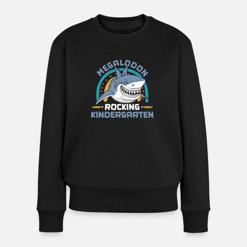 Megalodon Rocking Kindergarten - Megalodon Hai - Frauen Premium Bio Pullover - Schwarz