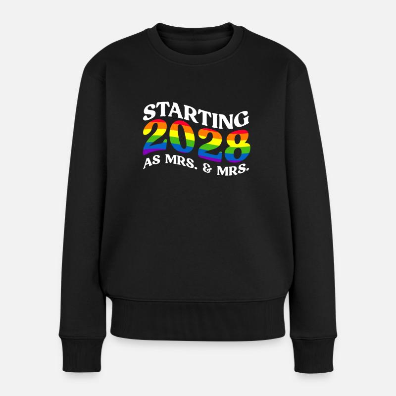 Gay Pride 2028 Hochzeit Homo-Ehe - Frauen Premium Bio Pullover - Schwarz