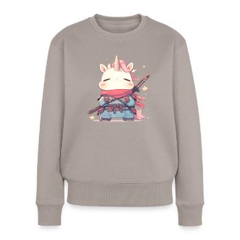 Licorne Kawaii Japonais - Pull Premium bio Femme - taupe - Devant - Julia (174cm)