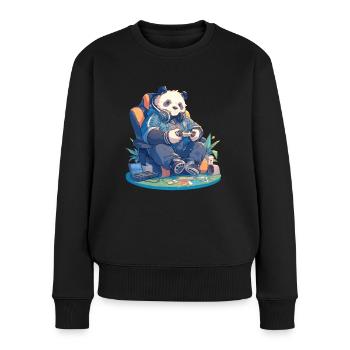 Panda Bear Gamer Panda géant japonais - Pull Premium bio Femme - noir - Devant - Julia (174cm)