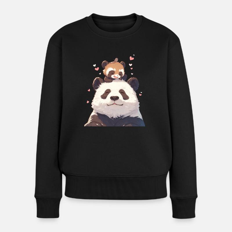 Pandabär Tanuki Japanischer Riesenpanda - Frauen Premium Bio Pullover - Schwarz