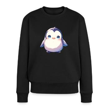 Pinguin Kawaii Pinguin Niedlich - Frauen Premium Bio Pullover - Schwarz - Vorne - Julia (174cm)