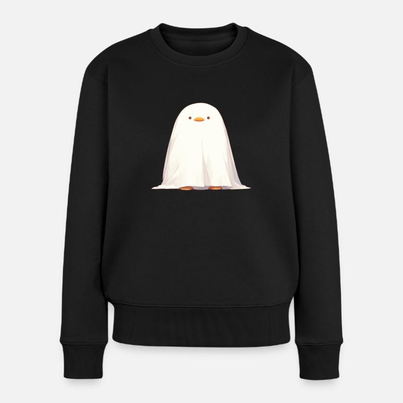 Pinguin Geist Halloween Pinguin Niedlich - Frauen Premium Bio Pullover - Schwarz